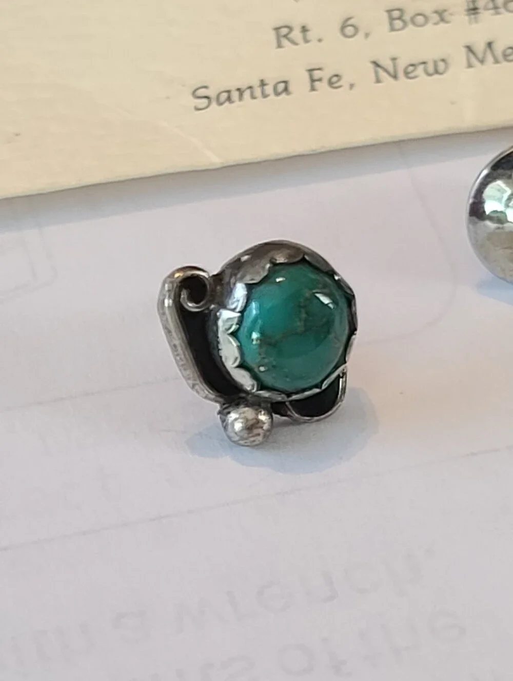 $165 Navajo Artisan Toney Toledo of Santa Fe Circa 1970-80's Turquoise Tie Tack!